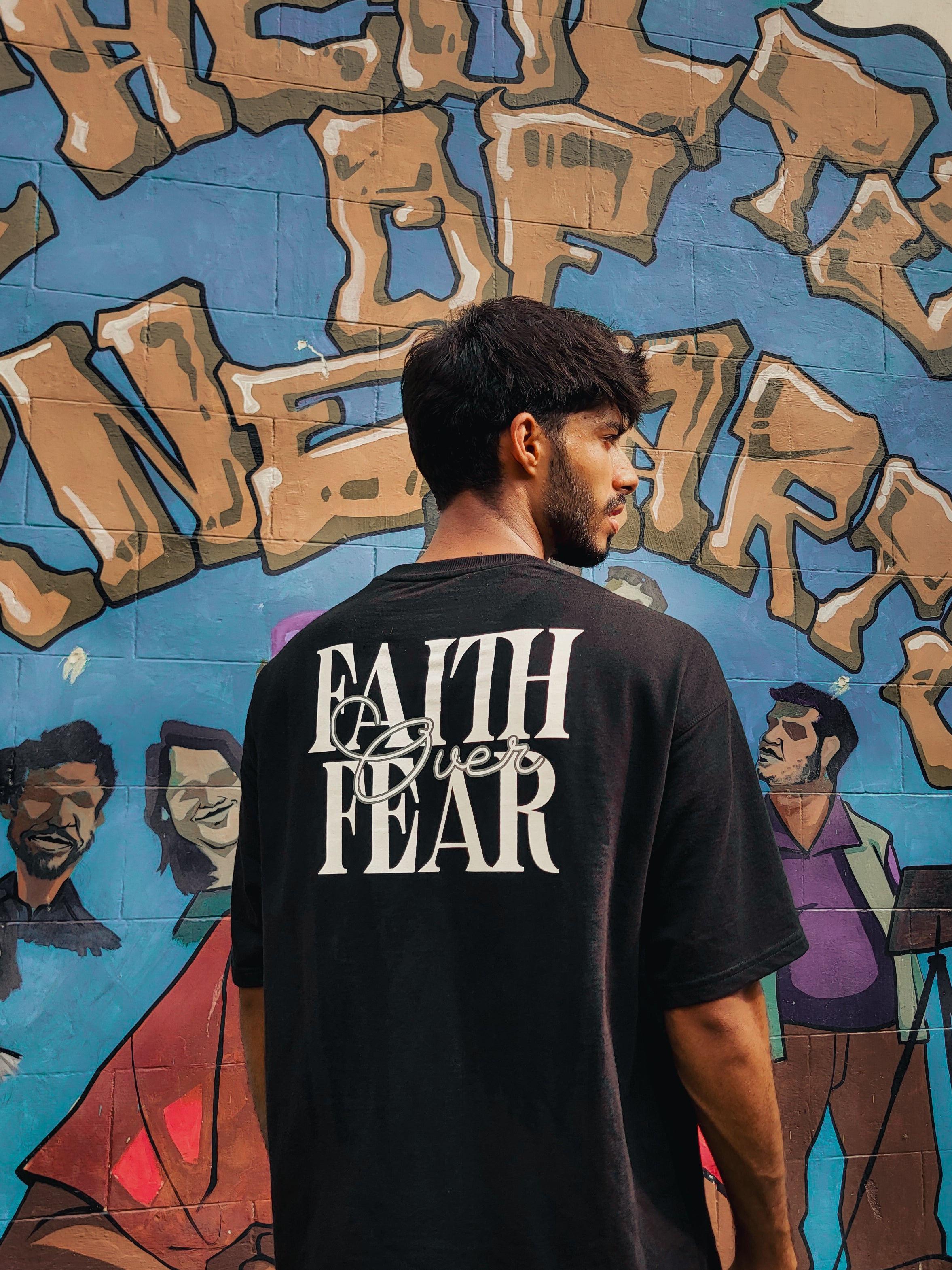 FAITH OVER FEAR OVERSIZED TEE(BLACK)