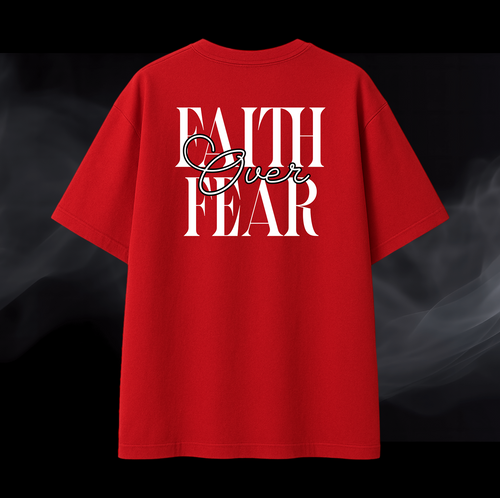 FAITH OVER FEAR OVERSIZED TEE(RED)